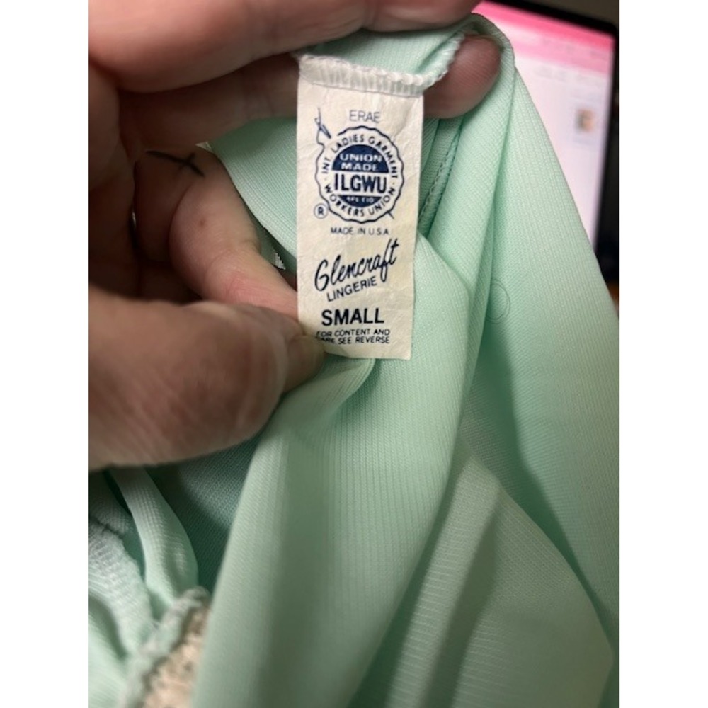 Vintage Glencraft Lingerie soft green‎ long nightgown size S embroidery - Picture 7 of 7